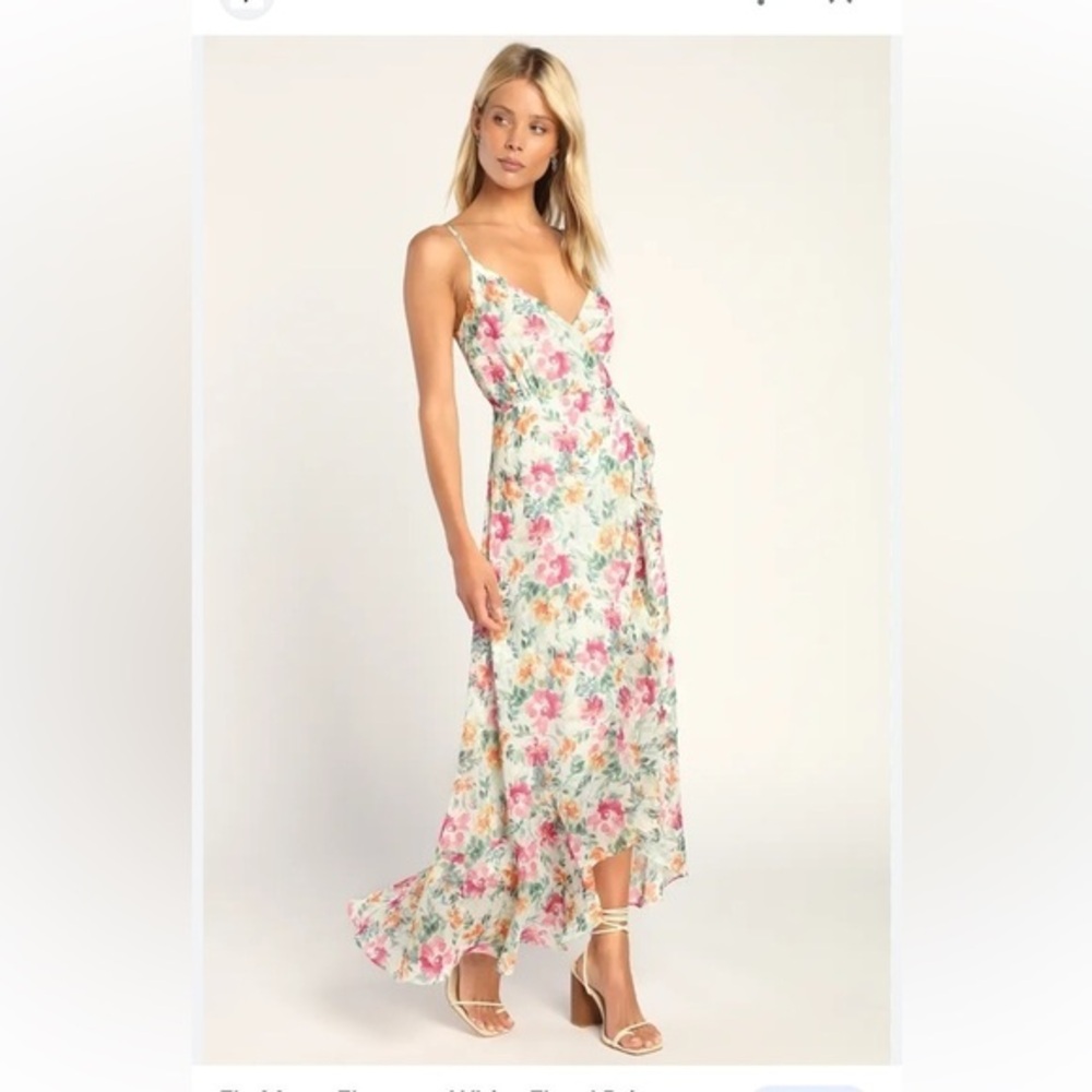 Lulu's Floral Maxi Dress - Pink and Green